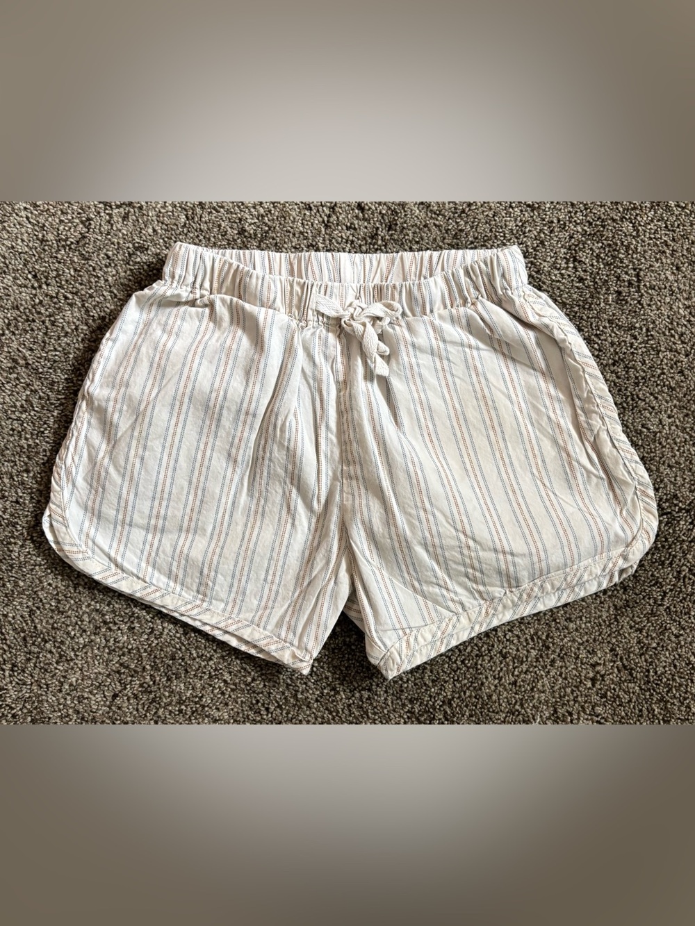 Kids Lightweight Striped Drawstring Shorts - White